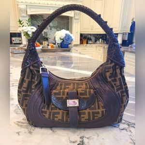 Fendi authentic small Borsa Spy crescent shoulder bag! Re-lined in lambskin!